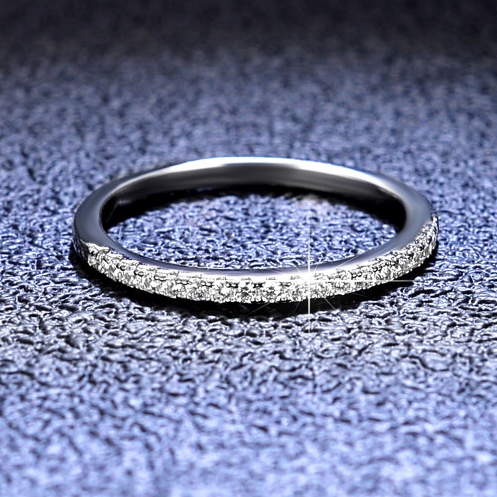 Brand New Moissanite Wedding Band 18K White Gold Plated Sterling Silver Rings